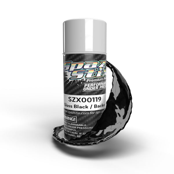 HIGH GLOSS BLACK / BACKER PAINT AEROSOL 3.5OZ – Spaz Stix by HRP