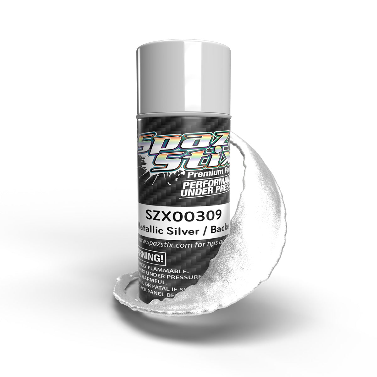 Spaz Stix - Metallic Silver/Candy Backer, Aerosol Paint, 3.5oz Can