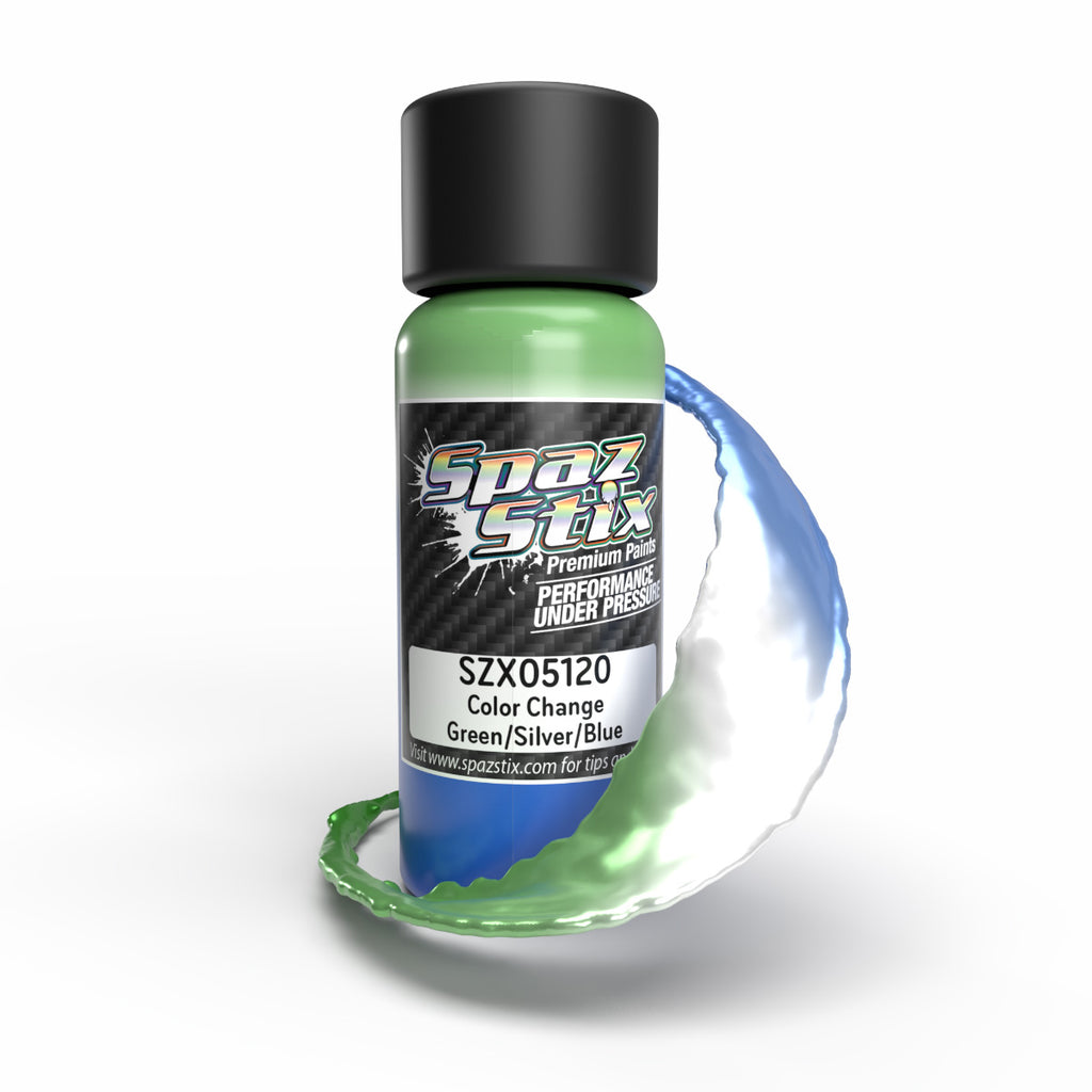 Color Change Airbrush Paint, Green/Silver/Blue, 2oz Bottle – Spaz Stix ...