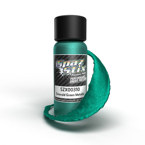 ステファニーコーム　Emerald Petit (Super Green) Emerald Green Metallic Airbrush Ready Paint, 2oz – Spaz Stix by HRP